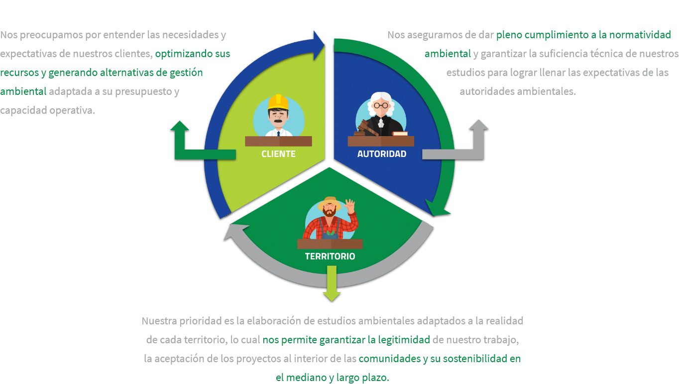 Infografía triple enfoque Estudios e Ingeniería Ambiental EIA